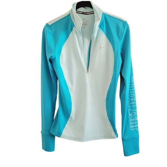 Nike Tops - Nike Dri-Fit Two-Tone Blue Quarter 1/4 Zip Long Sleeve Pullover Size X-Small